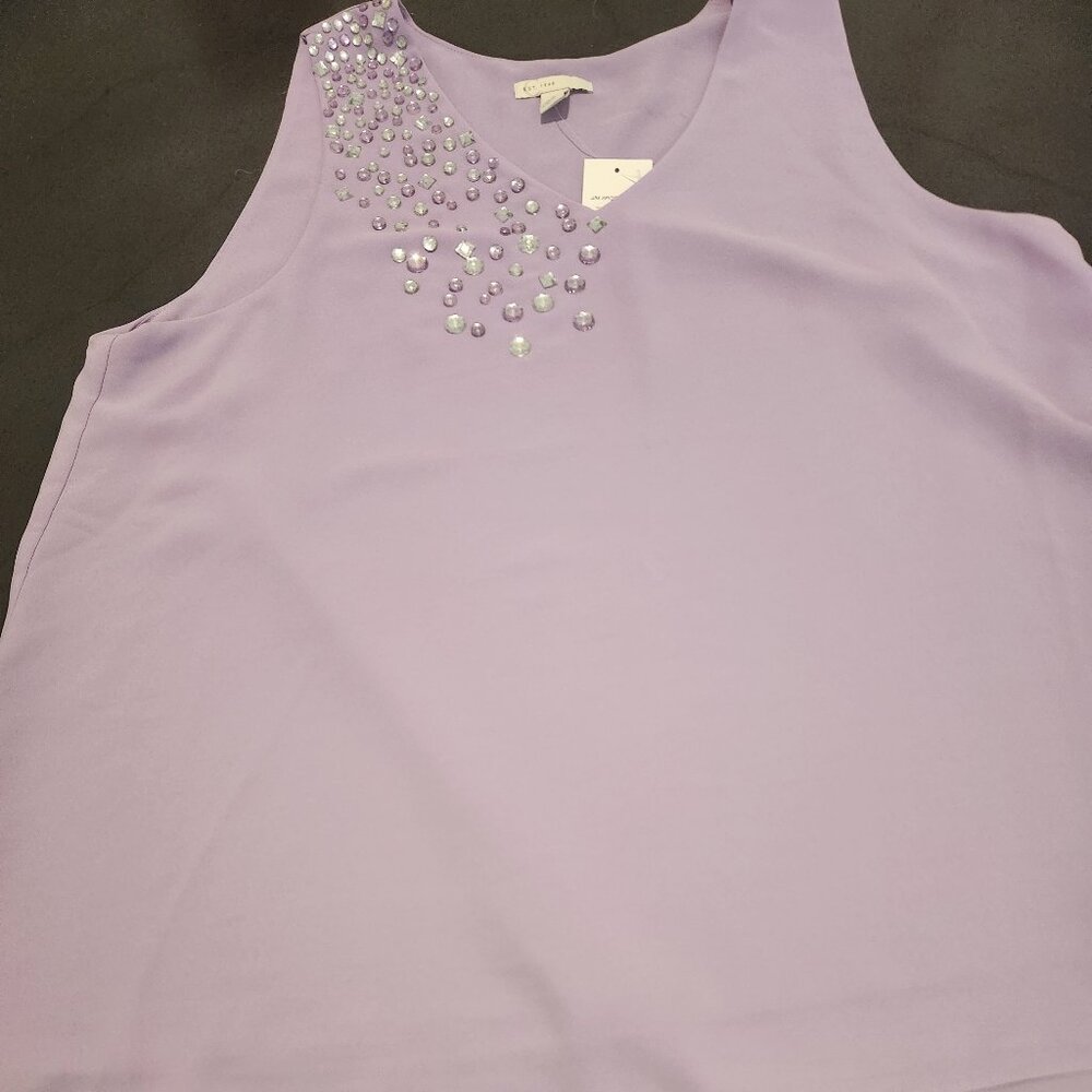 Lilac beaded Sleeveless Lined Blouse  NEW with tags